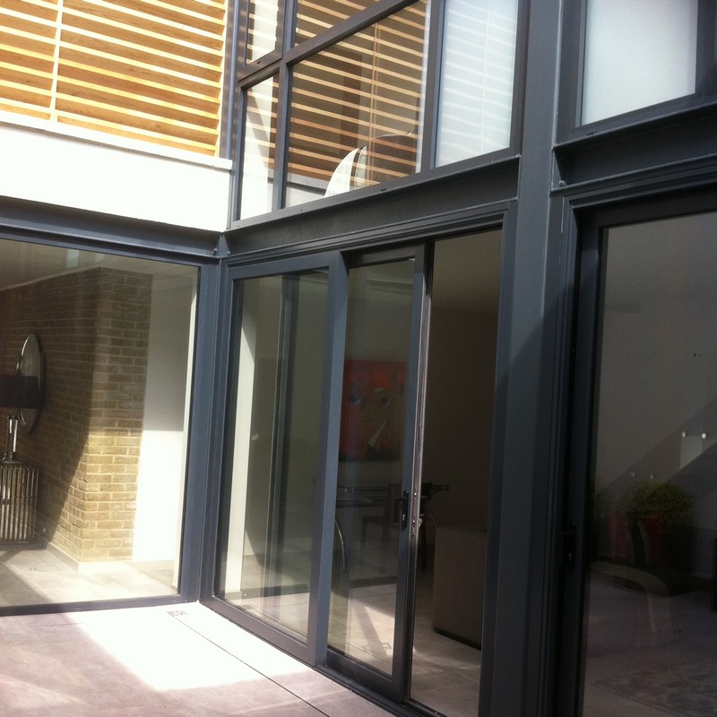 Anthracite aluminium sliding patio doors fitted in Reading